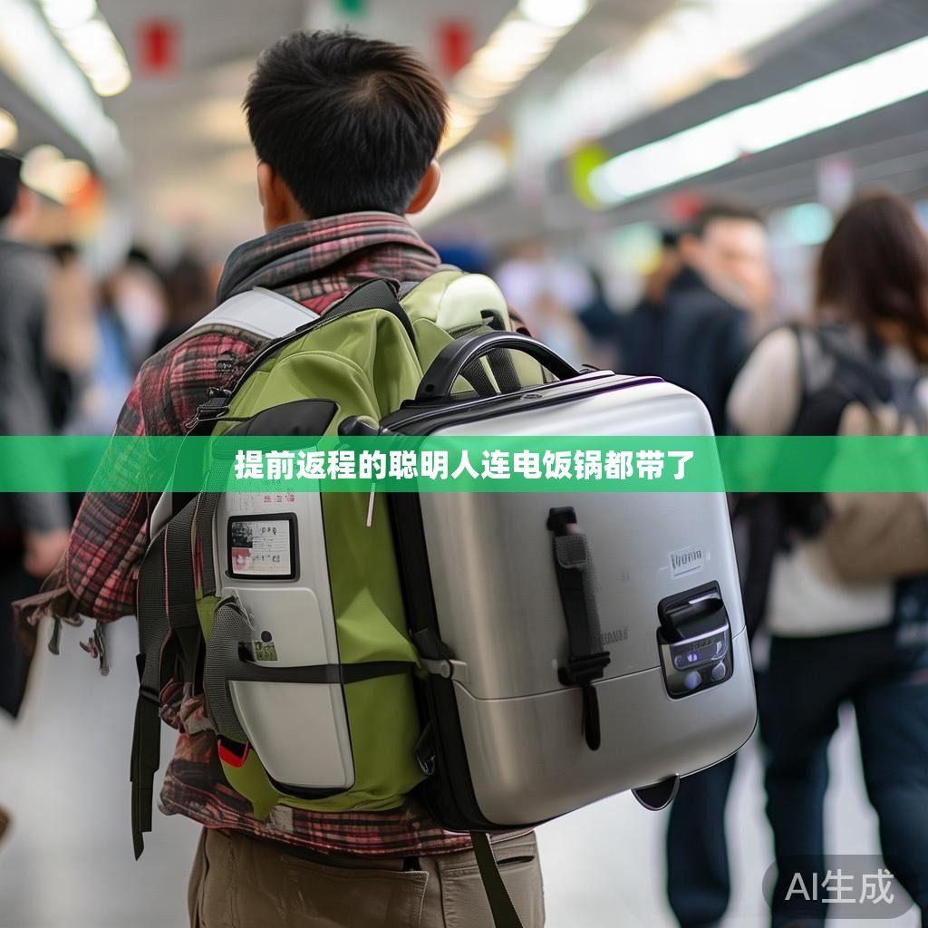 提前返程的聪明人连电饭锅都带了